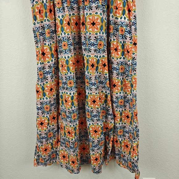 BODEN Smocked Bodice Puff Sleeve Midi Floral Deep V Dress Size 16/18R - Picture 5 of 15